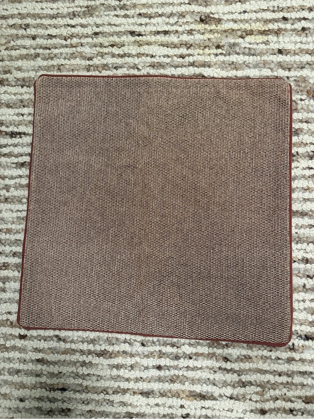 West Elm Brown Basketweave Leather Trim Pillow Cover 20